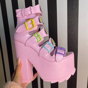 Super cute Y.R.U. Pink Dreamscape Rainbow Platform Heels- Dolls Kill